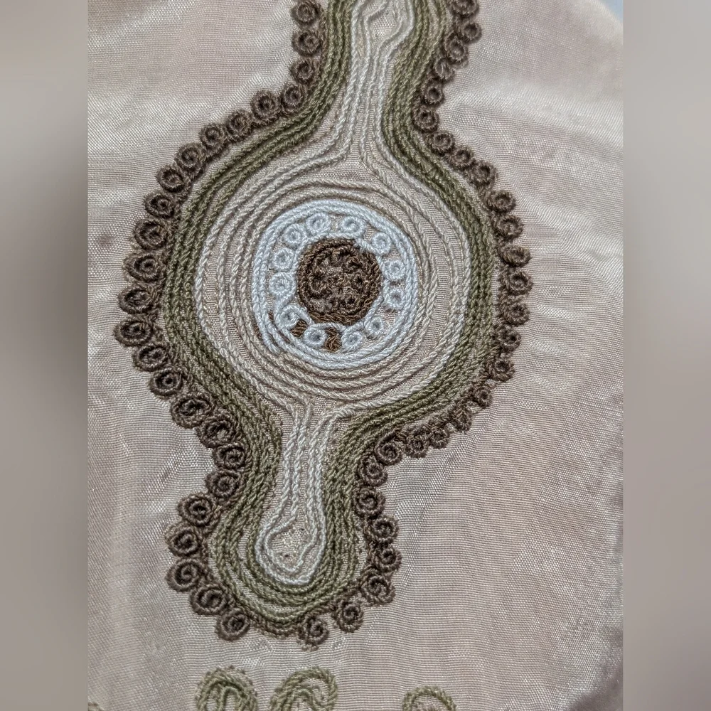 Peter Nygard Beige Boho Embroidered A-Line Skirt 8 - Picture 6 of 9